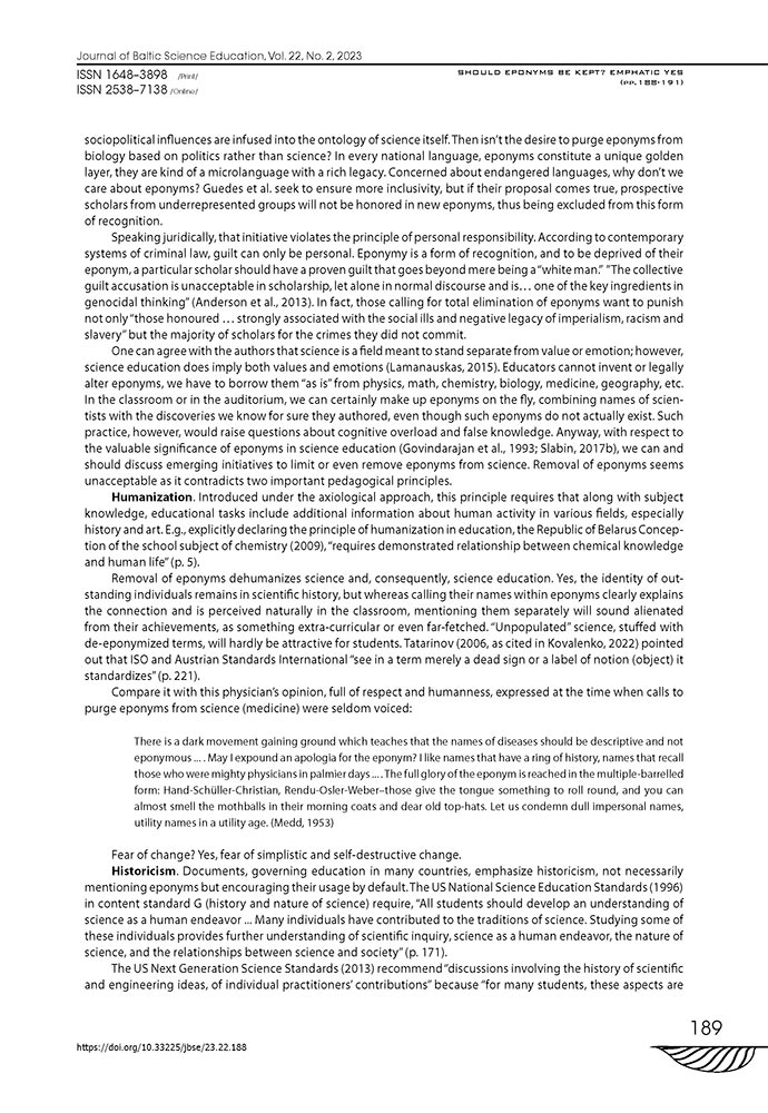 Article in Journal of Baltic Science Education